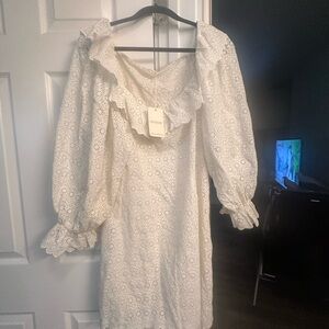 Doen Franique Elegant White Eyelet Dress NWT XL